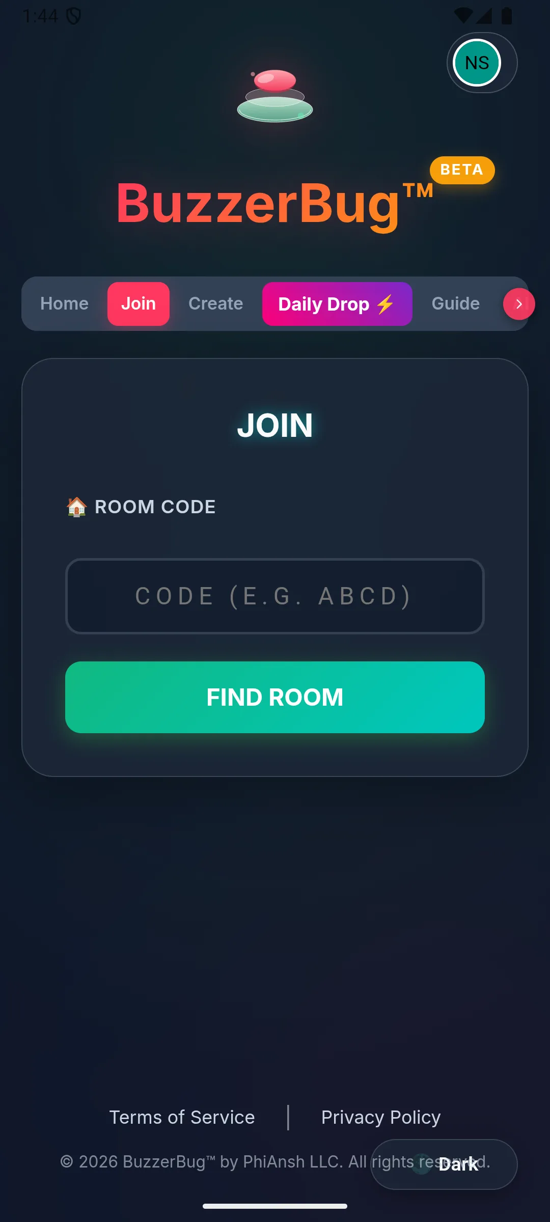 Joining the Game with Room Code and Name Entry